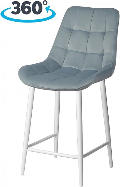 Полубарный поворотный стул Эйден, Confetti dusty blue/белый - Вид 1