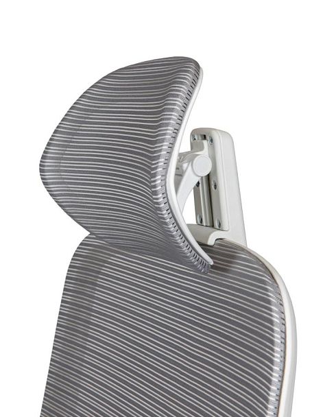 Кресло офисное / Best white / белый пластик / серая сетка / серая ткань /база хром - Вид 9