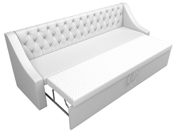 Кухонный прямой диван Мерлин (полностью экокожа белая) - Вид 6