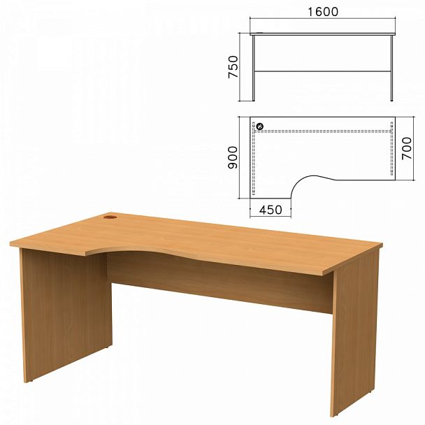 Стол письменный эргономичный "Монолит", 1600х900х750 мм, левый, цвет бук бавария, СМ7.1 - Вид 1