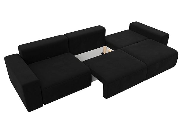 Диван прямой Лига-036 Классик Лонг Микровельвет черный - Вид 8