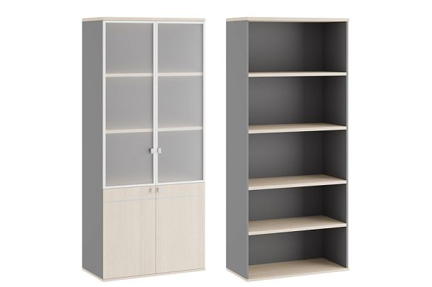 Шкаф для бумаг со стеклом (стекло в раме) Tess 90x45x207 дуб шамони светлый - Вид 1