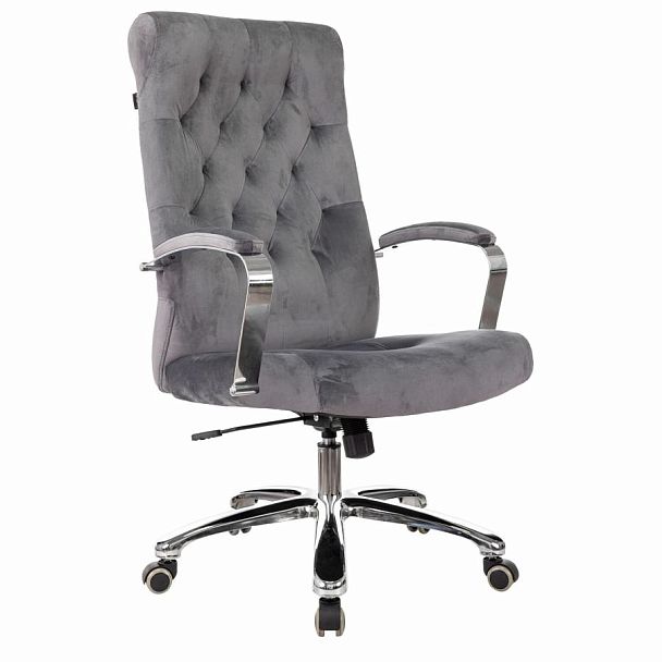 Кресло офисное T-9928SL, усиленное, НАГРУЗКА до 200 кг, хром, ткань, серое, 1985910 - Вид 2