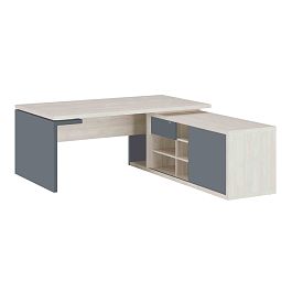 Стол письменный на опорной креденции, правый Zion 180x208x74 дуб шамони светлый - Фото предпросмотра