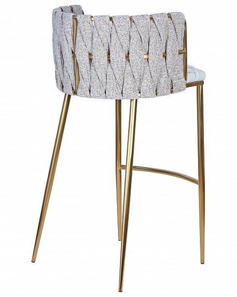Стул барный DOBRIN EMMA GOLD (белый PU (T-01), белая ткань (F-49)) - Вид 4