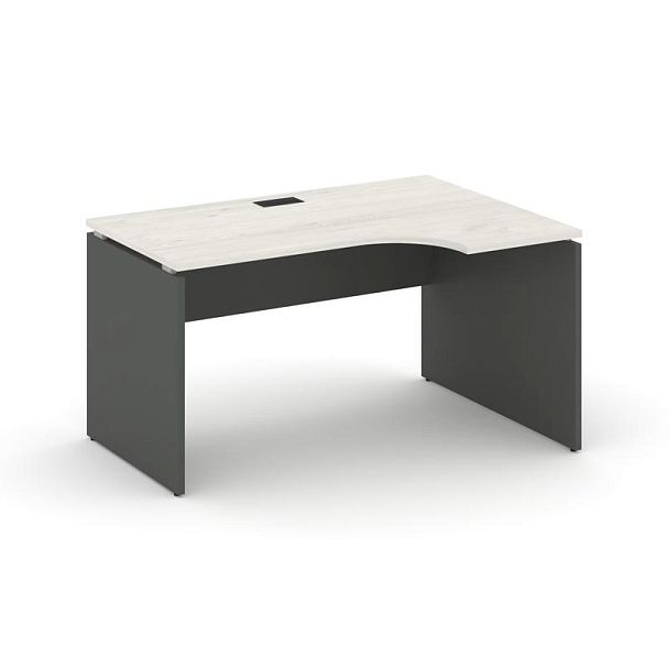 Стайл Проджект Стол рабочий эргоном. SN-D.SPA-012(R) Дуб Наварра/Антрацит NEW/Черная Заглушка 1580*7 - Вид 1