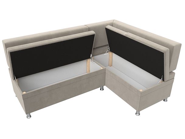 Кухонный уголок Стайл правый (полностью микровельвет бежевый) - Вид 7