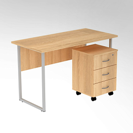 Стол лабораторный письменный 1200х600х750 с тумбой 400х400х600 - Фото предпросмотра