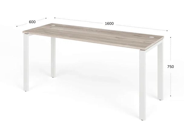 TANDEM RTD066-MK-160-MA Стол прямой на металлокаркасе ун-й 1600х600х750 Дуб Маувелла/Белый - Вид 2