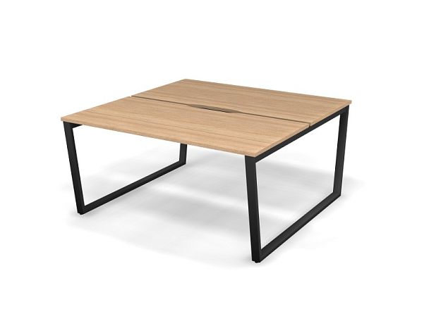 MATRIX 121S202-V Стол прямой двойной, пров. вырезной (V-опоры) 1580х1590х775 Швейц-й вяз/Темно-серый - Вид 1