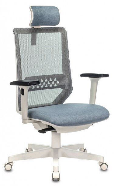 Кресло руководителя Бюрократ EXPERT серый сиденье голубой 38-405 сетка/ткань с подголов. крестовина "Компьютерные кресла" ТО-002159002609 голубой - Вид 1