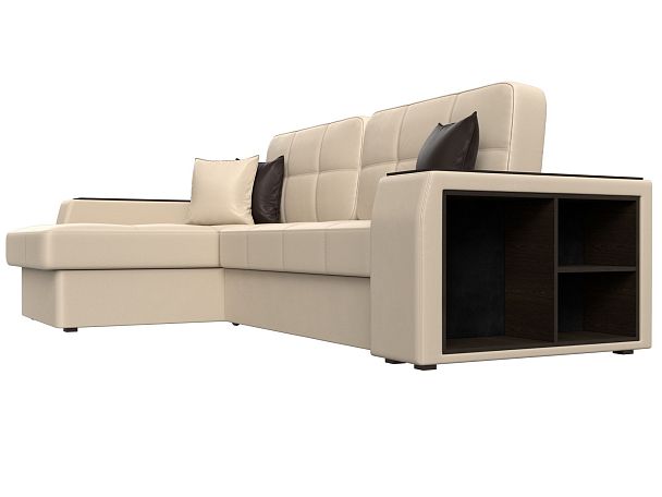 Угловой диван Брюссель левый (полностью экокожа бежевая) - Вид 3