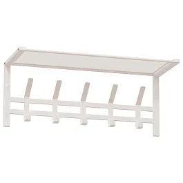 Вешалка настенная с полкой "Торонто-21", 270х670х270 мм, 5 крючков, металл, белая, ВСПТ21 Б - Фото предпросмотра