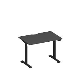 Стол письменный на электроприводе с вырезом Elevo А2 ЧР 001.2 АР антрацит премиум / черный гладкий - Фото предпросмотра