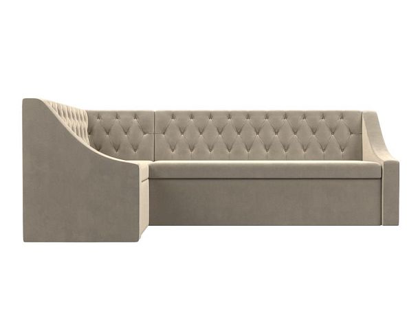 Кухонный угловой диван Мерлин левый (полностью микровельвет бежевый) - Вид 2