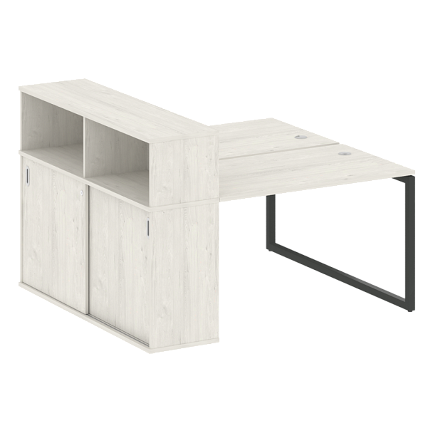 Metal System Quattro Р. ст. с шкафом-купе на О-образном м/к 40БО.РС-СШК-2.2 Т Дуб наварра/Антрацит металл 1610*1475*1098 - Вид 1