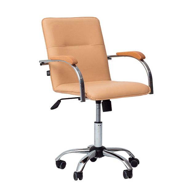 Кресло Самба лифт, экокожа Galaxy Cream, каркас хром - Вид 1