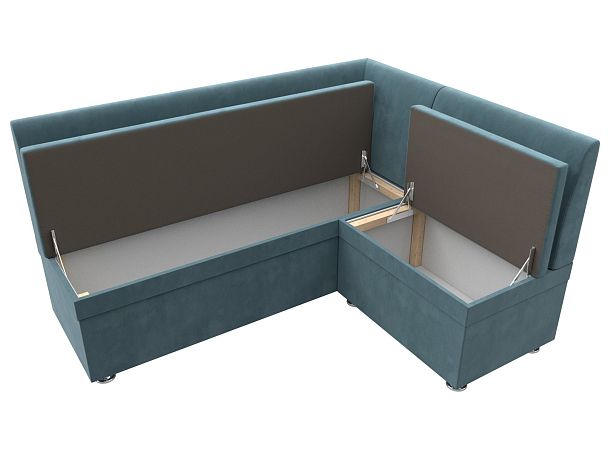 Кухонный угловой диван Уют правый (полностью Велюр бирюзовый) - Вид 7