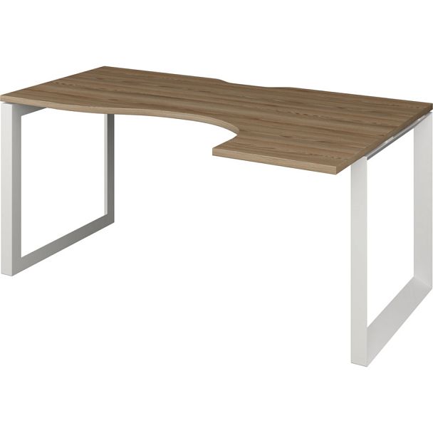 Стол эргономичный правый на металлокаркасе НТМП.О-060.ПР Дуб сафари/Белый 1600x1000x750 Аргентум-МП - Вид 1