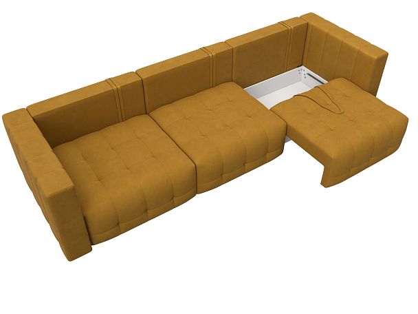 Диван прямой Лига-052 НПБ Лонг Велюр желтый - Вид 7