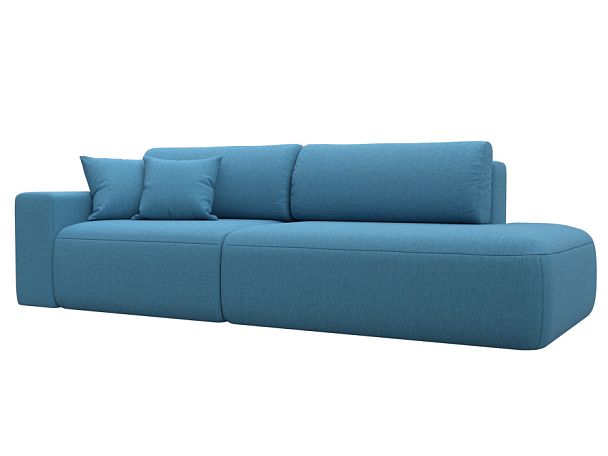 Диван прямой Лига-036 НПБ Модерн подлокотник слева Рогожка голубой - Вид 1