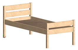 Кровать детская массив/фанера с высокими спинками КМ-09, 1200 спинка прямая - Фото предпросмотра