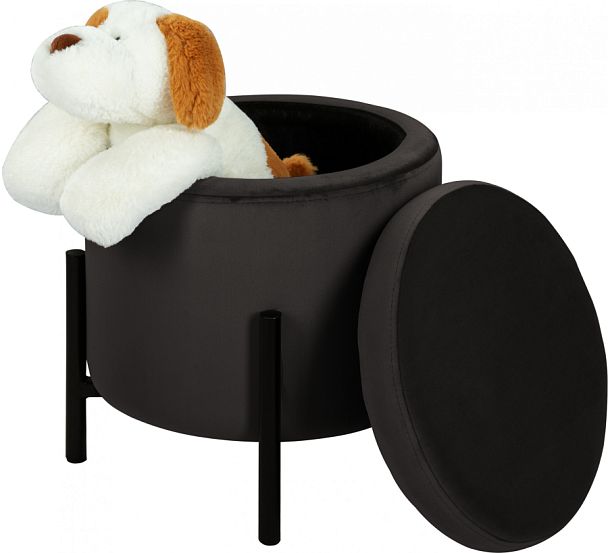 Комплект пуфов Кен с местом для хранения Темно-серый Confetti stone/черный, 2 шт. - Вид 1