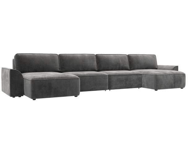 Диван п-образный Лига-048 НПБ лонг Велюр серый - Вид 1