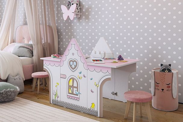 Стол Домик MK-0017.2711 белое дерево/розовый - Вид 7