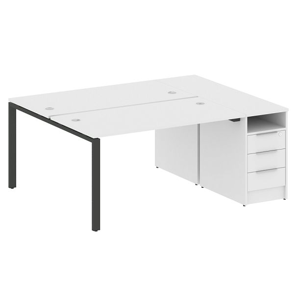 Metal System Р. ст. с тумбой на П-образном м/к БП.РС-СТП-2.3 Белый/Антрацит металл 1812*1475*750 - Вид 1