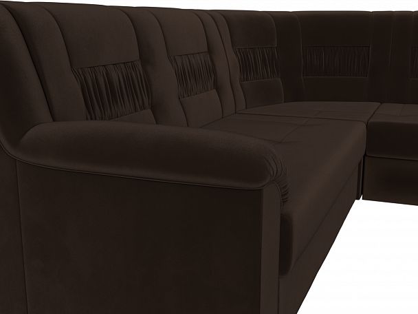 Угловой диван Карелия правый (полностью микровельвет коричневый) - Вид 4