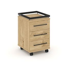 Rift Тумба мобильная усиленная + рамка RF.TM-003 Тиквуд Светлый/Металл Черный 416*460*665 - Фото предпросмотра