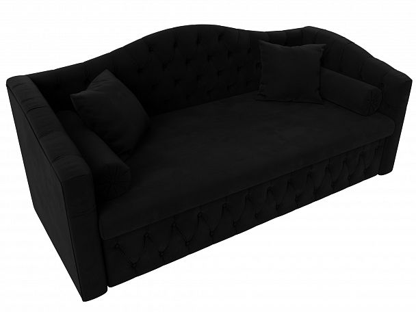 Прямой диван Мечта (полностью микровельвет черный) - Вид 5