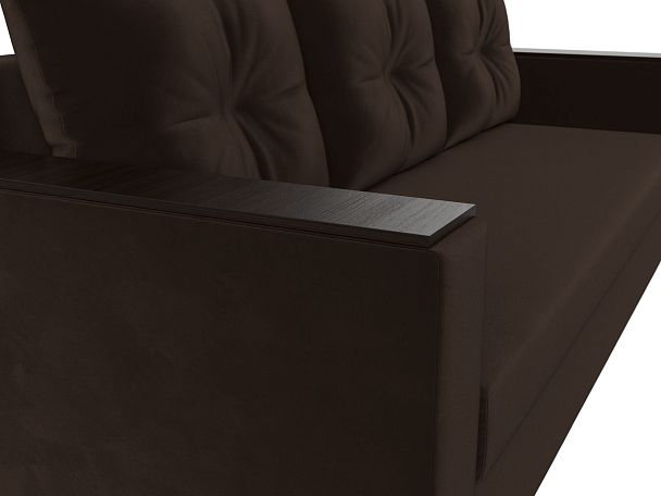 Диван прямой Атланта Лайт без стола (полностью микровельвет коричневый) - Вид 4