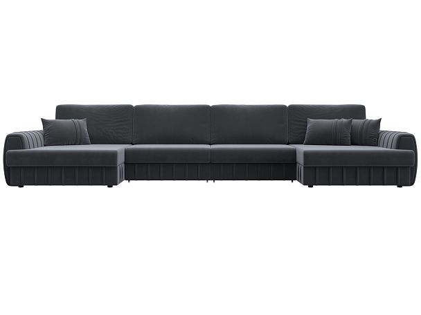 Диван П-образный Лига-057 НПБ Лонг Велюр серый - Вид 2