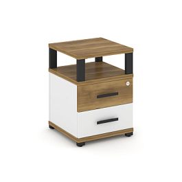 Concept Тумба приставная 2 ящ. с надставкой CN.TUP-002 W Сандал Янтарный/Белый Бриллиант/Металл Черный 420*420*583 - Фото предпросмотра