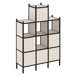 Loft Прямой стеллаж наборный VR.L-18 Денвер светлый/Чёрный металл 1278*446*1869 - Фото предпросмотра