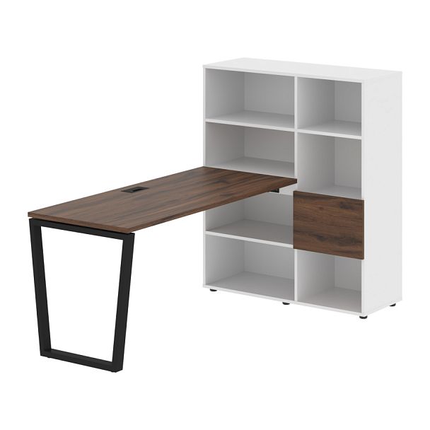 Стол-стеллаж EVRST 1115 Дуб Денвер тёмный/Черный/Белый 1990х1120х1355 EDIS - Вид 1