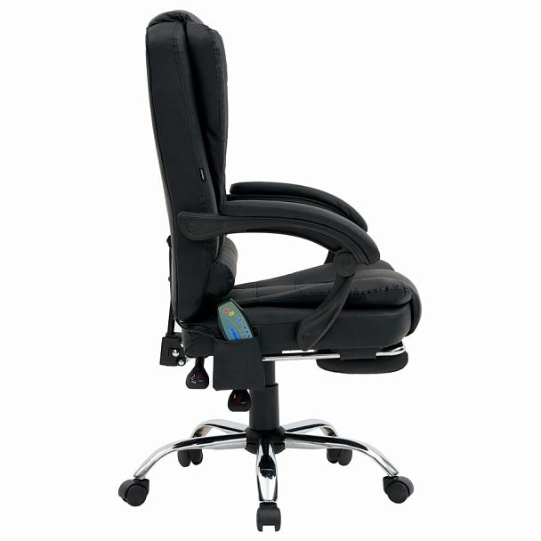 Кресло офисное CROMEX "Lounge MS-007", подножка, 6 массажных модулей, экокожа, черное, 532960 - Вид 4