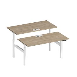 Рабочая станция на электроприводе с заглушками Elevo А2 БГ 103 ДК дуб скандинавский / белый гладкий - Фото предпросмотра