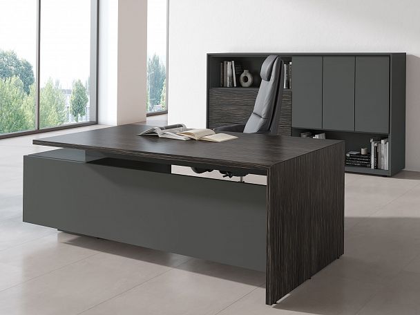 Стол письменный на опорной тумбе Dali 230x115x75 эбен антрацит - Вид 2