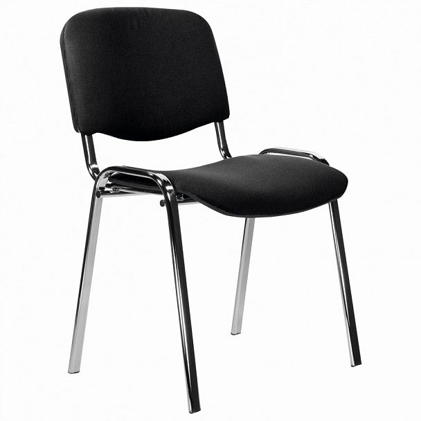 Стул STAFF "Iso Lite CF-008", хром, ткань черная (С-11), 532565, стопируемый - Вид 1