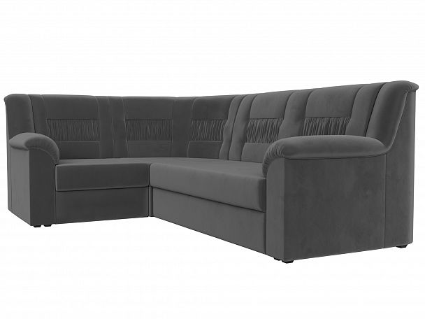 Угловой диван Карелия левый угол (полностью велюр серый) - Вид 3