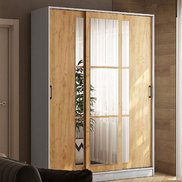 Шкаф-купе Стиль-2 1600 белый/дуб крафт золотой - Вид 1