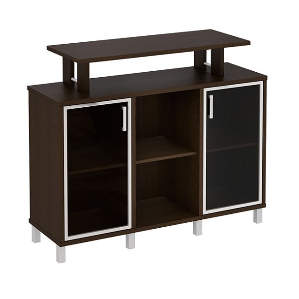 Стеллаж низкий с надстройкой и стеклянными дверками "Борн" В 801-512 дуб шамони - Вид 3