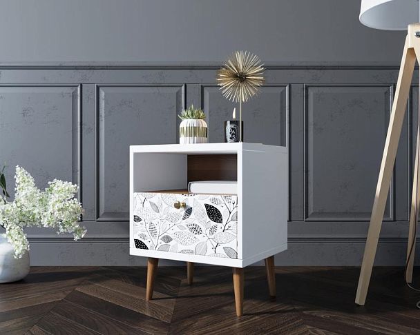 Тумбочка Berber с одним ящиком 9 принт арт BB06/Print_09, разноцветная - Вид 3