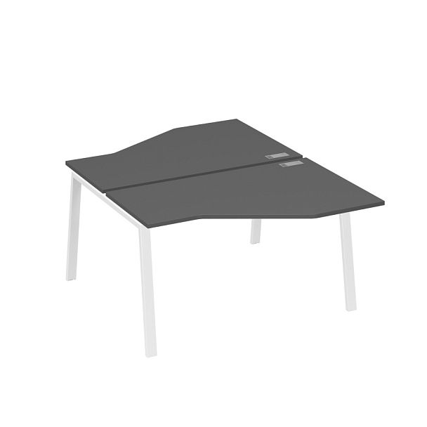 Рабочая станция (2х140) каркас TRE со столами Техно A4 А4 Б3 187  БП антрацит премиум / металлокаркас белый - Вид 1