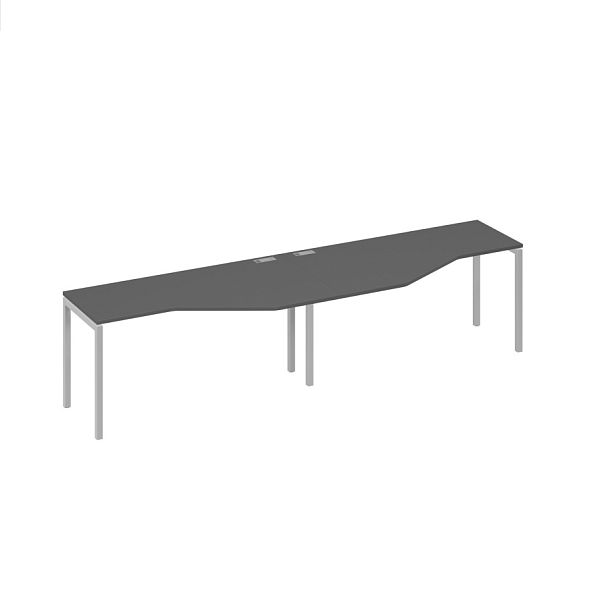 Рабочая станция (2х160) эргономичная "Техно" каркас DUE A4 А4 Б2 055-2 БП антрацит премиум / металлокаркас серый - Вид 1