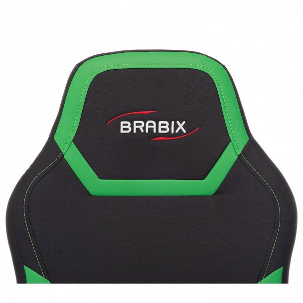 Кресло компьютерное BRABIX "Alpha GM-018", ткань/экокожа, черное/зеленое, 532639, GM-018_532639 - Вид 6
