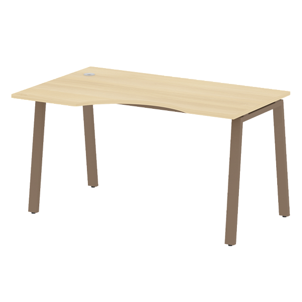 Metal System Стол криволинейный левый на А-образном м/к БА.СА-2 (L) Акация/Мокко металл 1400*900*750 - Вид 1